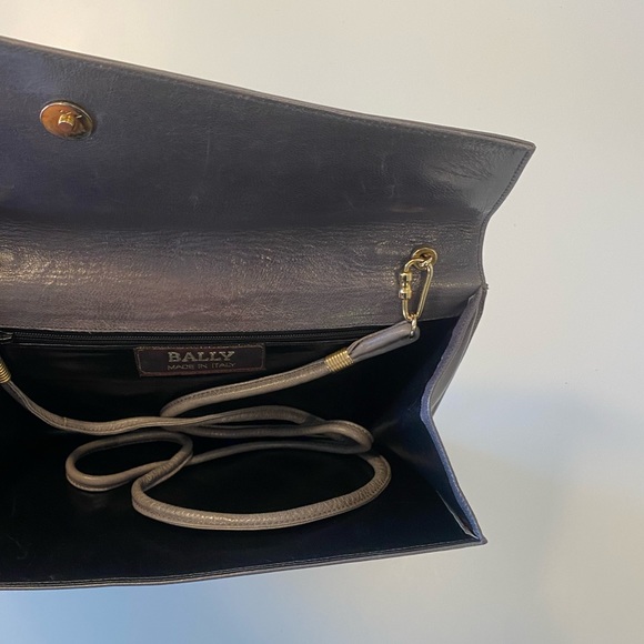 Bally Gray Leather Crossbody / Clutch with Snakeskin Accent - Picture 6 of 10